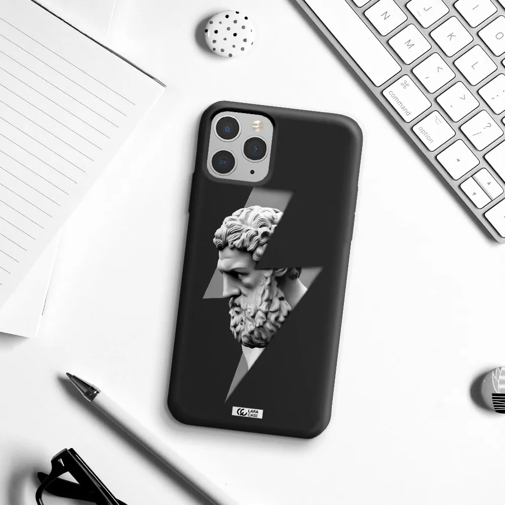 a statue of a man with a beard Apple iPhone 11 pro Silicone black Case