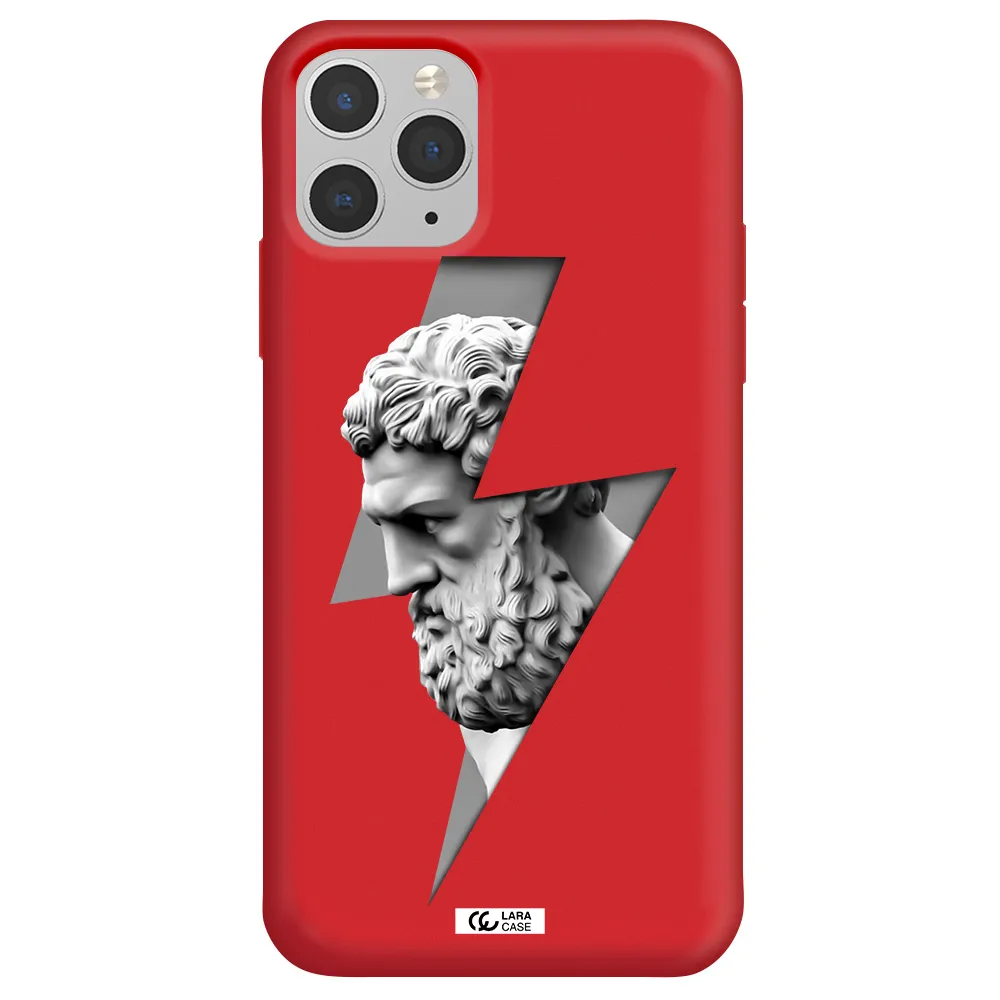 a statue of a man with a beard Apple iPhone 11 pro Silicone Imperial Red Case