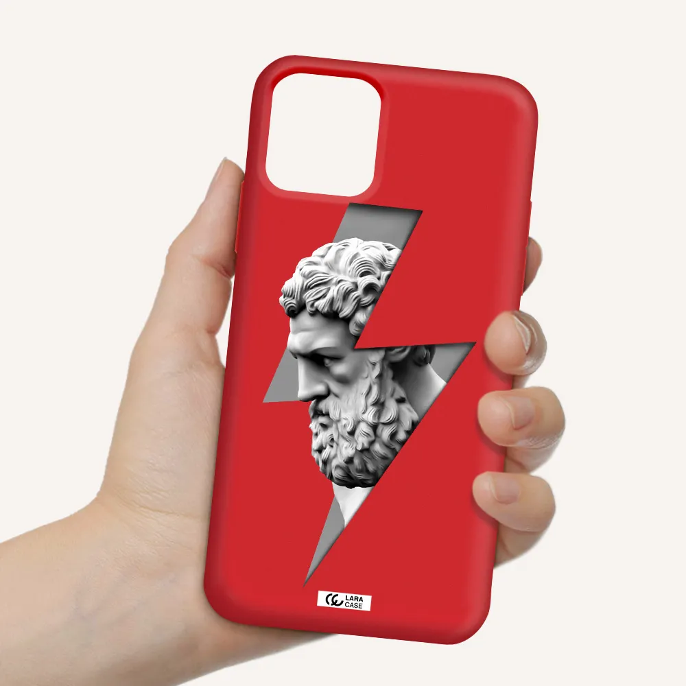 a statue of a man with a beard Apple iPhone 11 pro Silicone Imperial Red Case