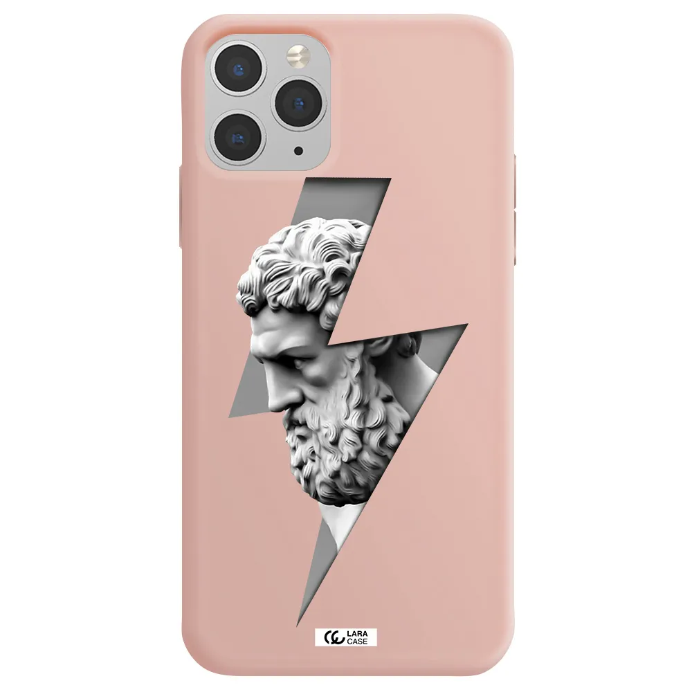 a statue of a man with a beard Apple iPhone 11 pro Silicone pastel pink Case