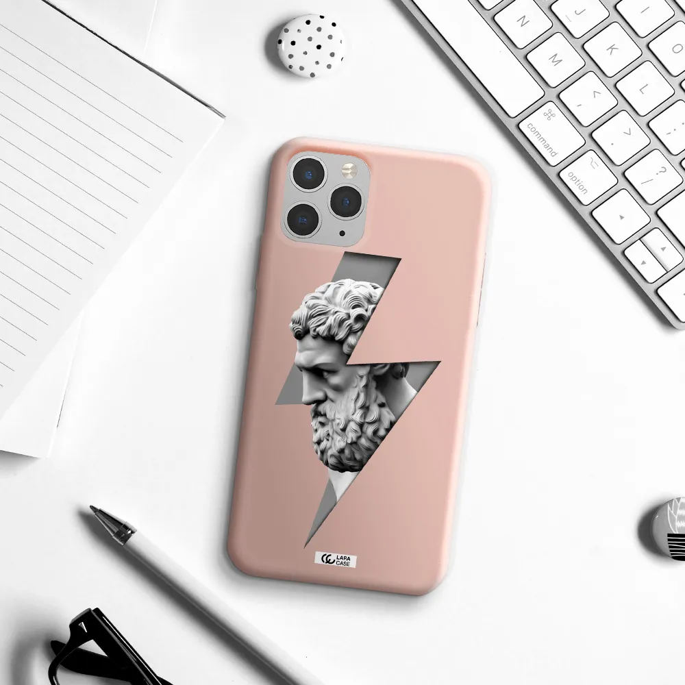 a statue of a man with a beard Apple iPhone 11 pro Silicone pastel pink Case