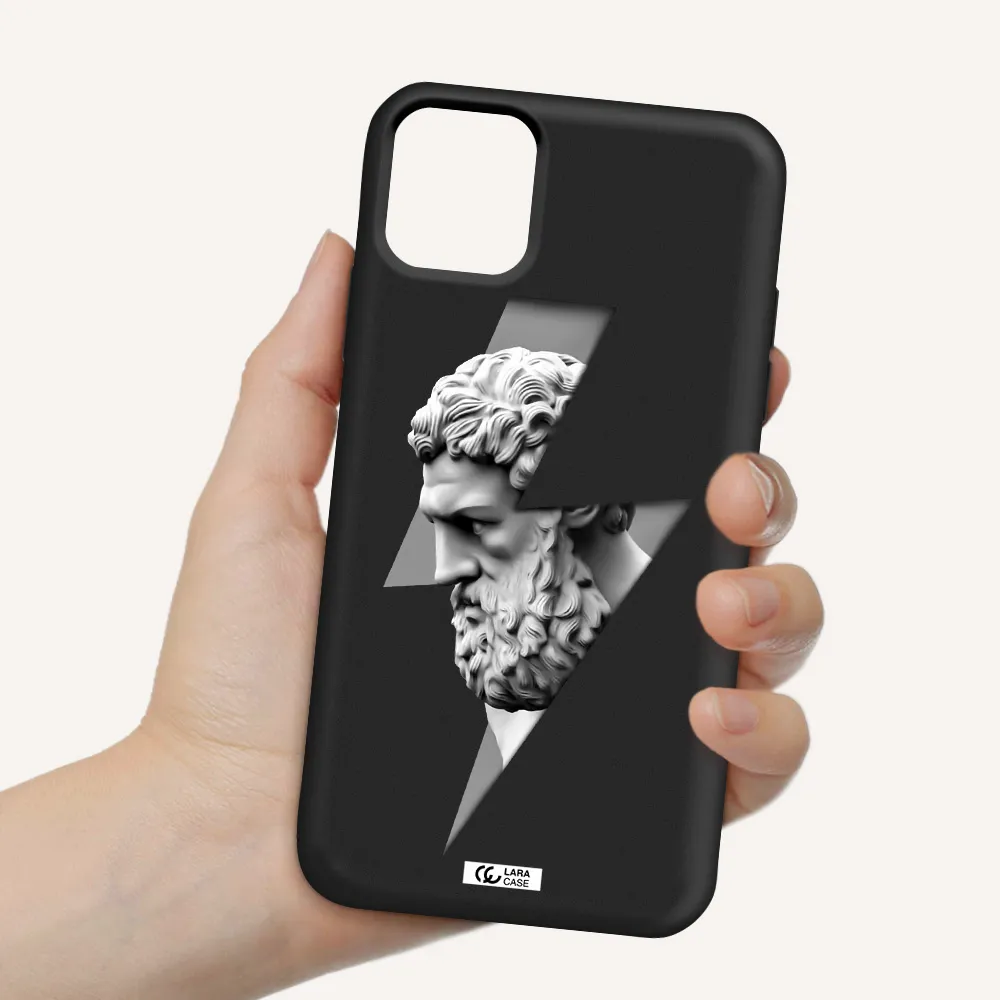 a statue of a man with a beard Apple iPhone 11 Silicone black Case