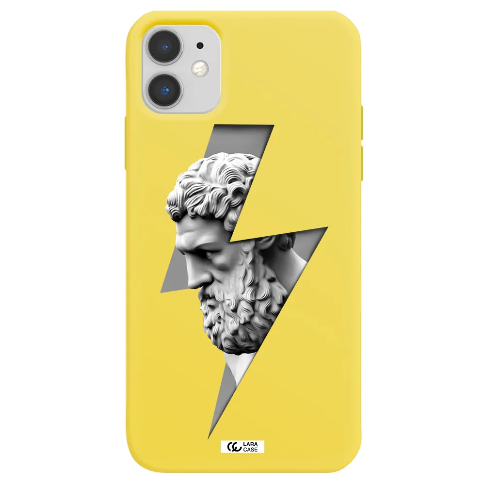 a statue of a man with a beard Apple iPhone 11 Silicone canary yellow Case
