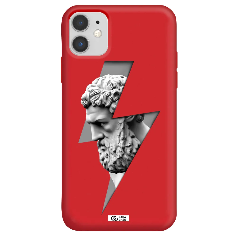 a statue of a man with a beard Apple iPhone 11 Silicone Imperial Red Case