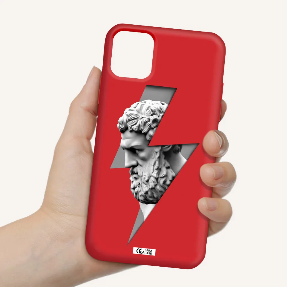 a statue of a man with a beard Apple iPhone 11 Silicone Imperial Red Case