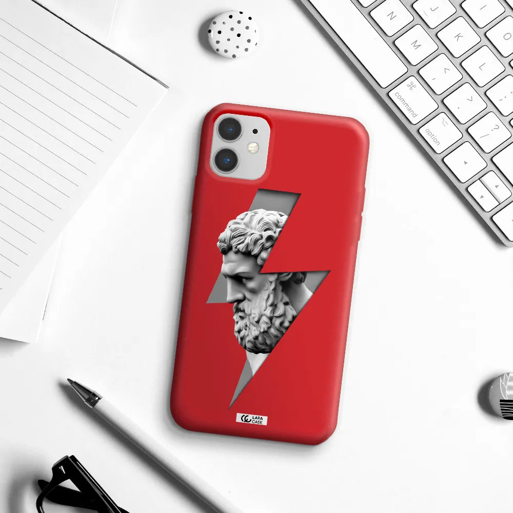 a statue of a man with a beard Apple iPhone 11 Silicone Imperial Red Case