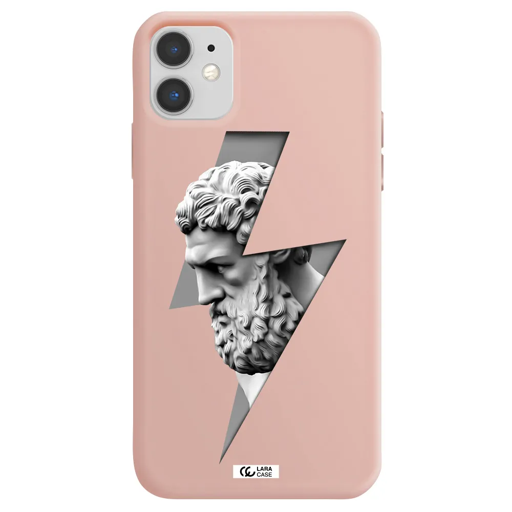 a statue of a man with a beard Apple iPhone 11 Silicone pastel pink Case