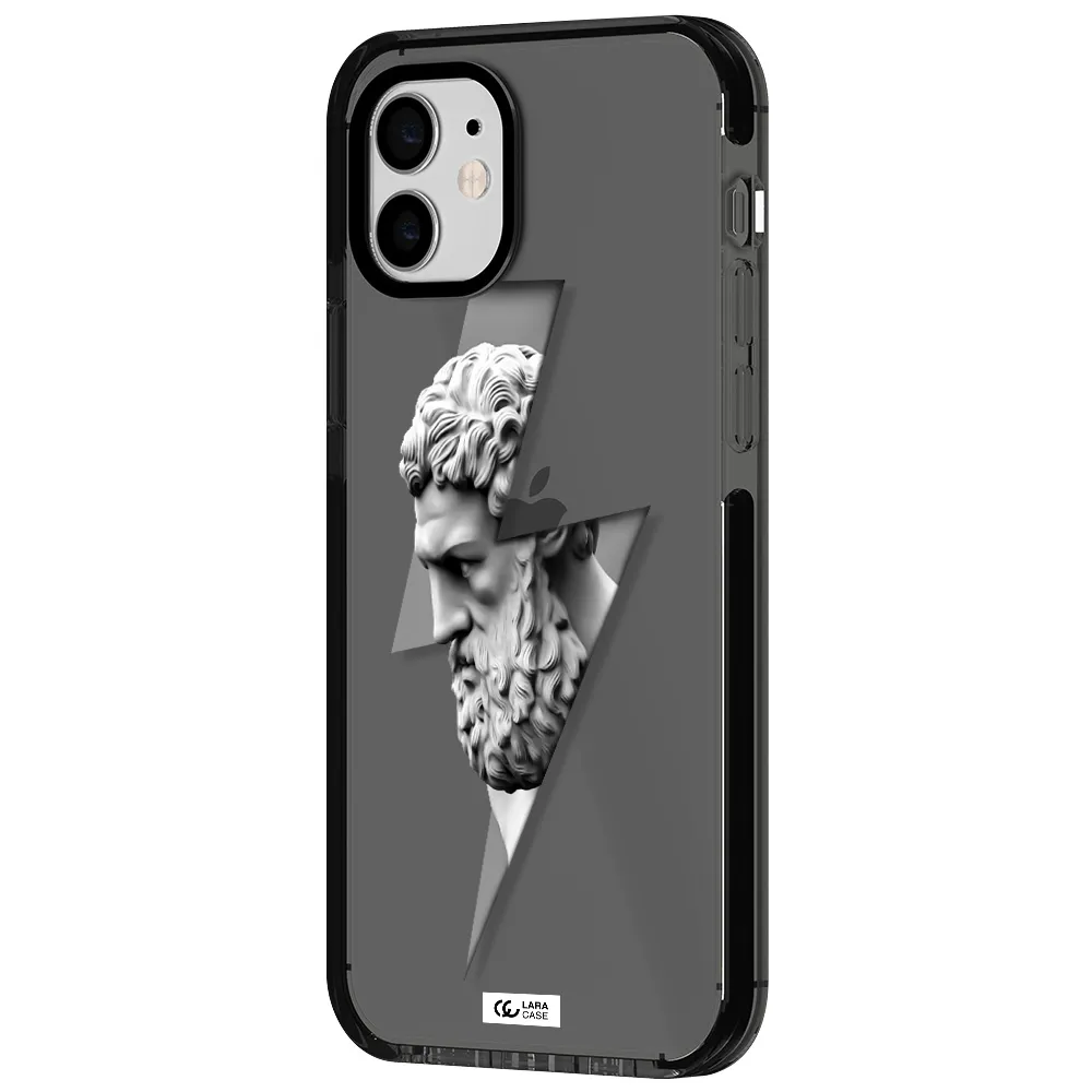 a statue of a man with a beard Apple iPhone 12 impact Smoke Black Case