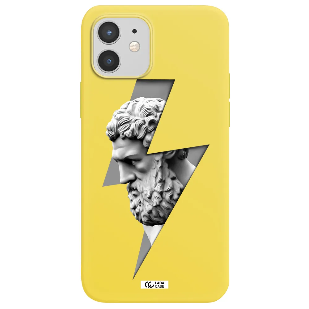 a statue of a man with a beard Apple iPhone 12 mini Silicone canary yellow Case