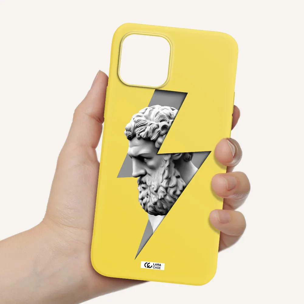 a statue of a man with a beard Apple iPhone 12 mini Silicone canary yellow Case