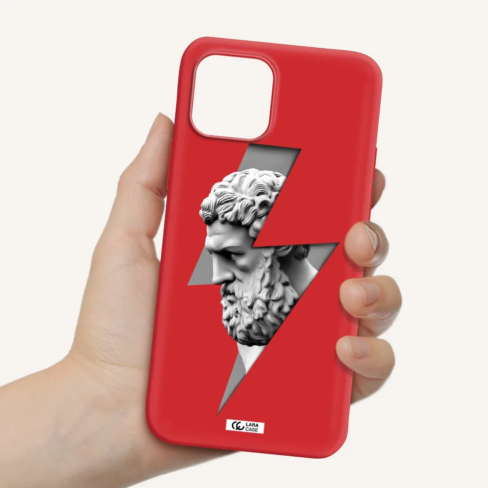 a statue of a man with a beard Apple iPhone 12 mini Silicone Imperial Red Case