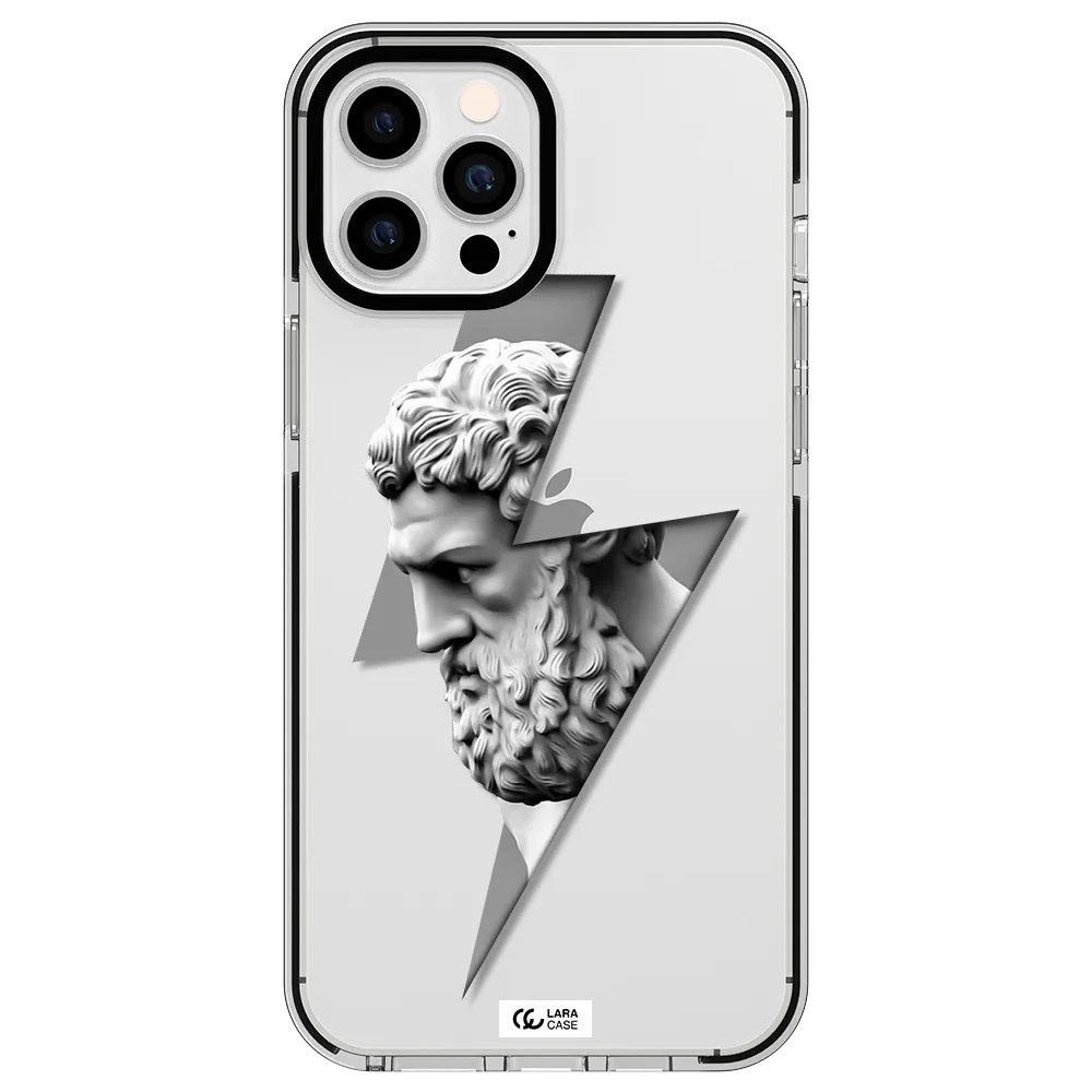 a statue of a man with a beard Apple iPhone 12 pro max impact black border Case