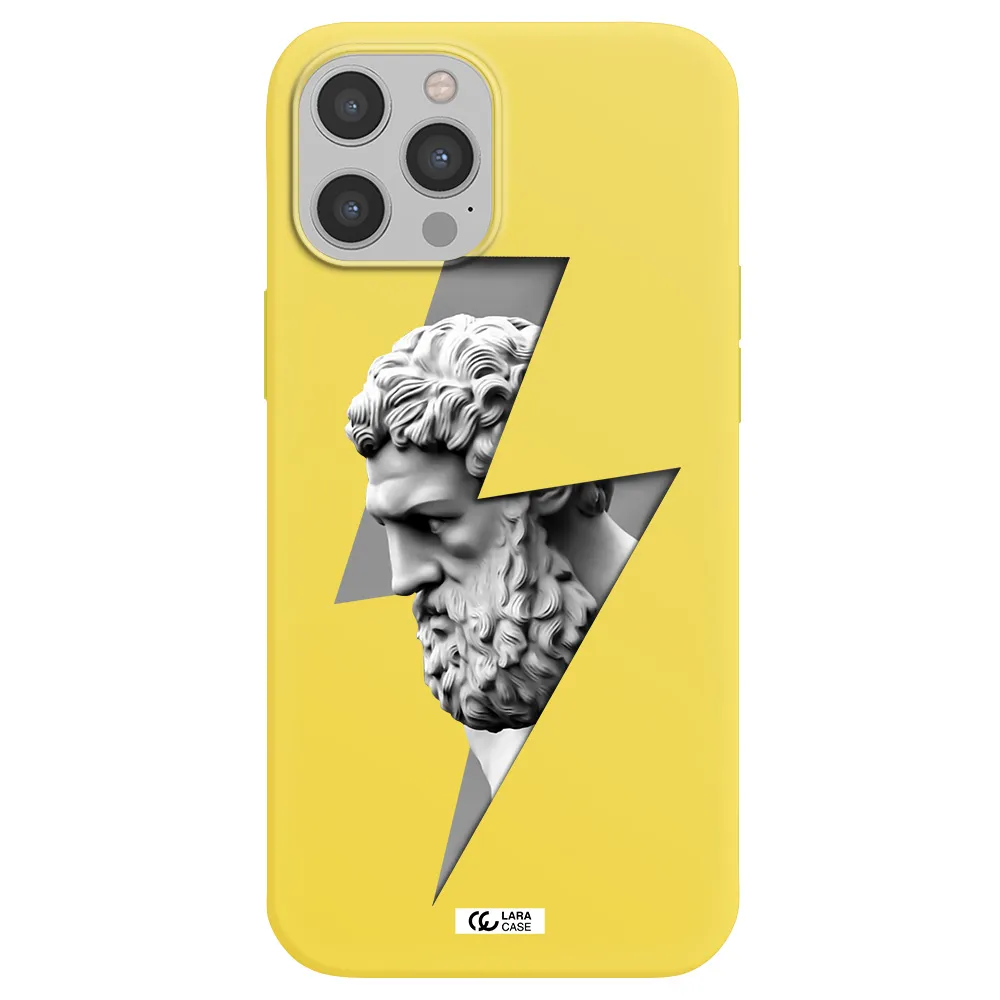 a statue of a man with a beard Apple iPhone 12 pro max Silicone canary yellow Case