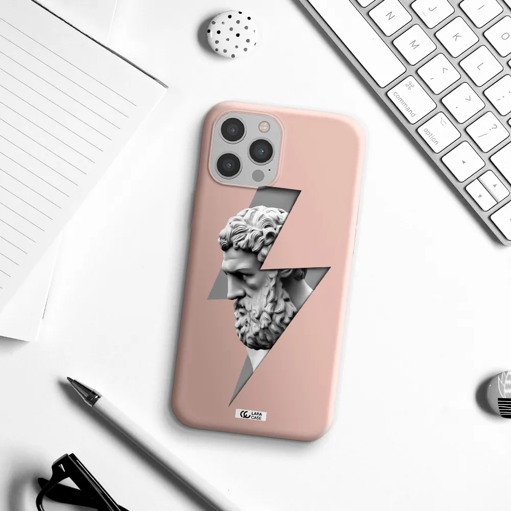 a statue of a man with a beard Apple iPhone 12 pro max Silicone pastel pink Case