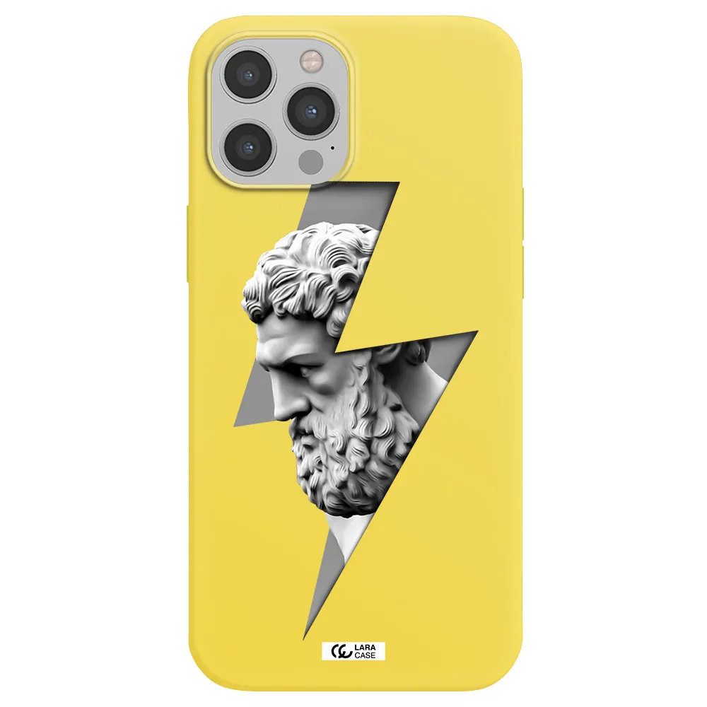 a statue of a man with a beard Apple iPhone 12 pro Silicone canary yellow Case