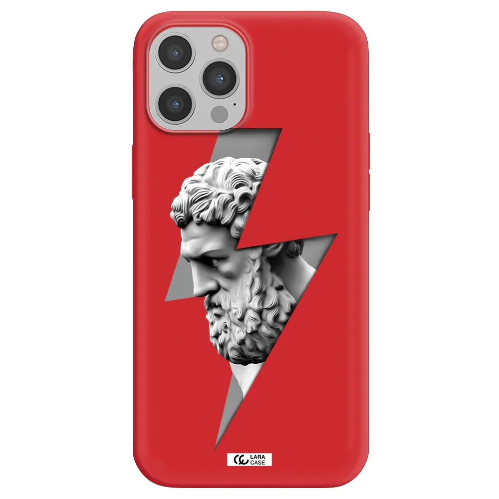 a statue of a man with a beard Apple iPhone 12 pro Silicone Imperial Red Case