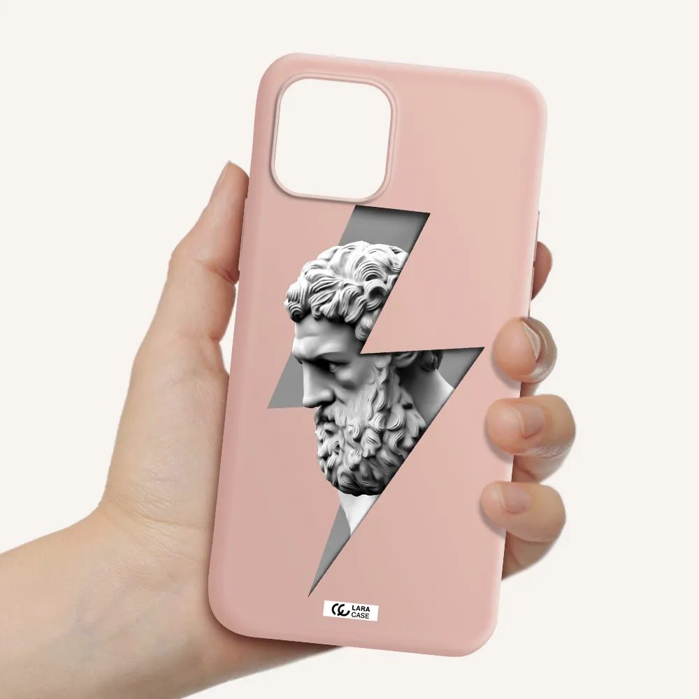 a statue of a man with a beard Apple iPhone 12 Silicone pastel pink Case