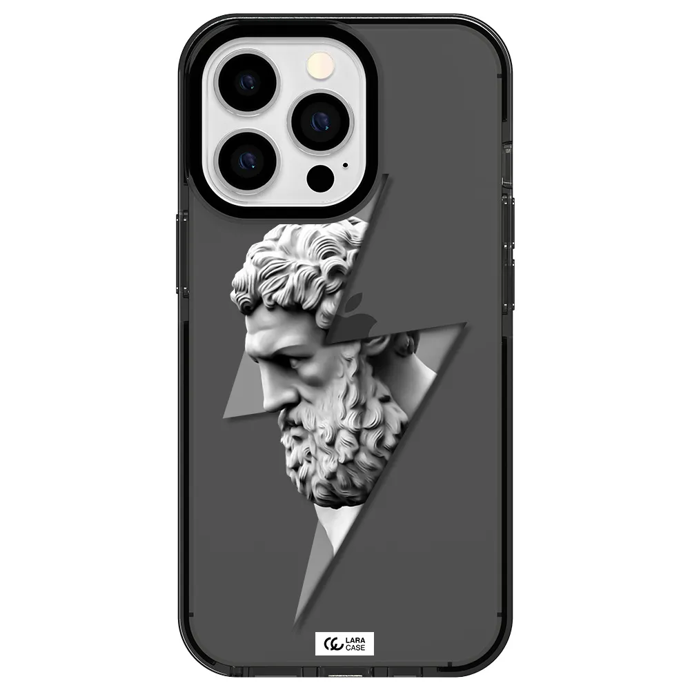 a statue of a man with a beard Apple iPhone 13 Pro impact Smoke Black Case