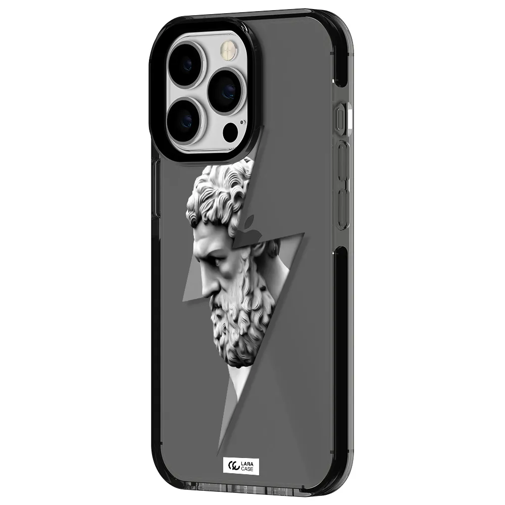 a statue of a man with a beard Apple iPhone 13 Pro impact Smoke Black Case