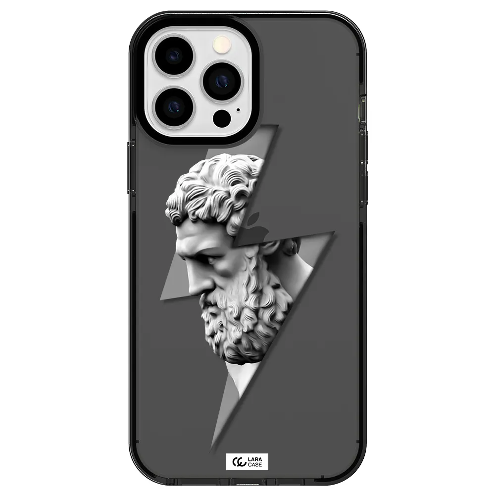 a statue of a man with a beard Apple iPhone 13 Pro Max impact Smoke Black Case