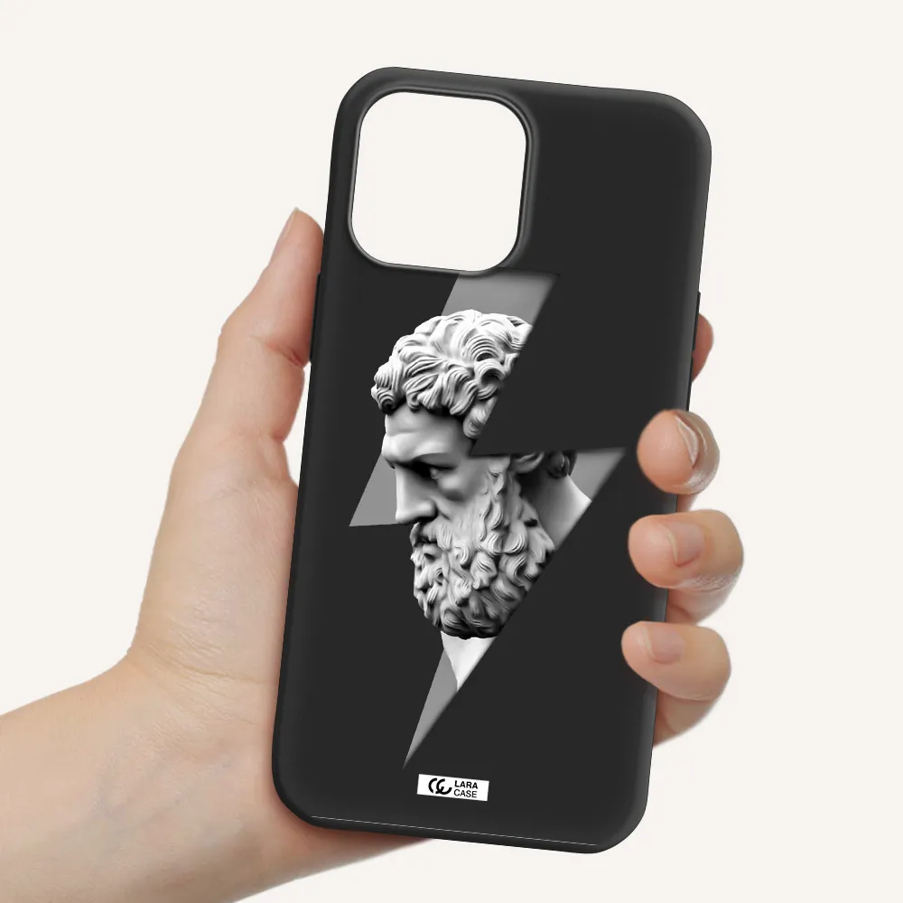 a statue of a man with a beard Apple iPhone 13 Pro Max Silicone black Case