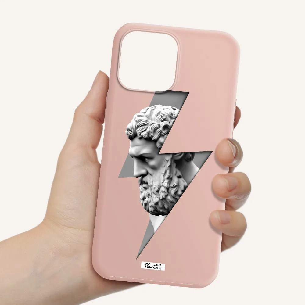 a statue of a man with a beard Apple iPhone 13 Pro Max Silicone pastel pink Case