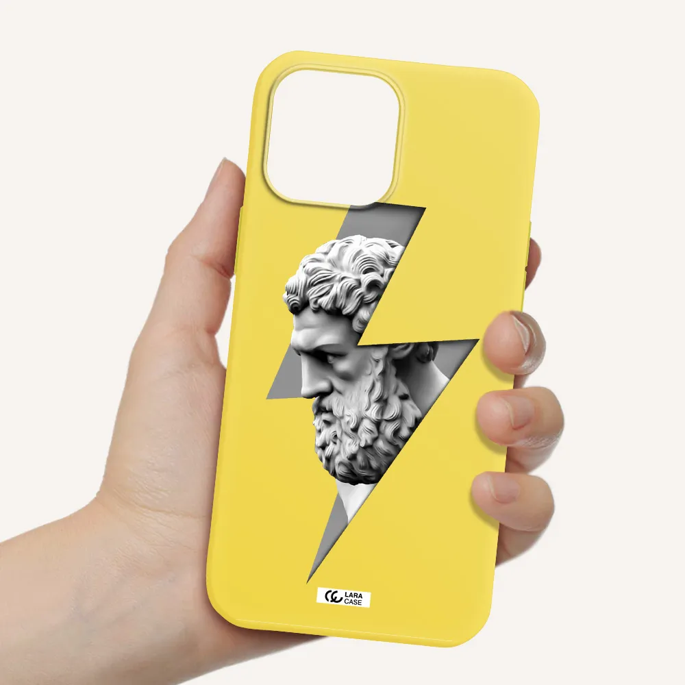 a statue of a man with a beard Apple iPhone 13 Pro Silicone canary yellow Case