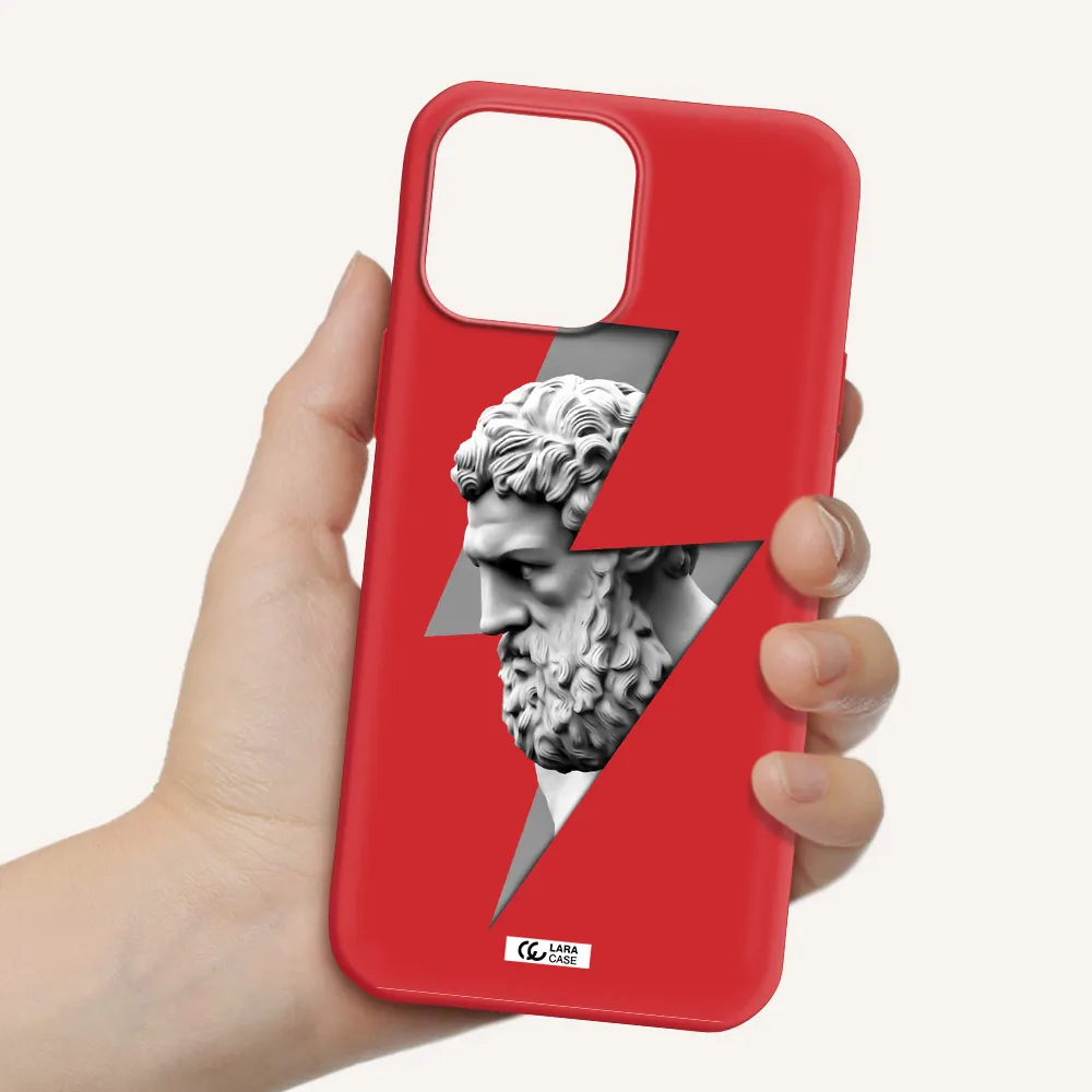 a statue of a man with a beard Apple iPhone 13 Pro Silicone Imperial Red Case
