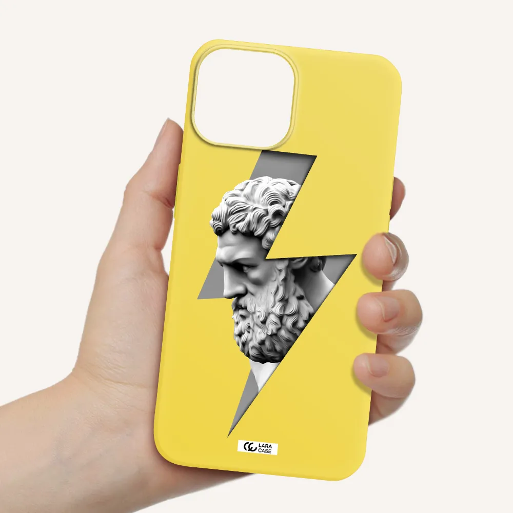 a statue of a man with a beard Apple iPhone 13 Silicone canary yellow Case
