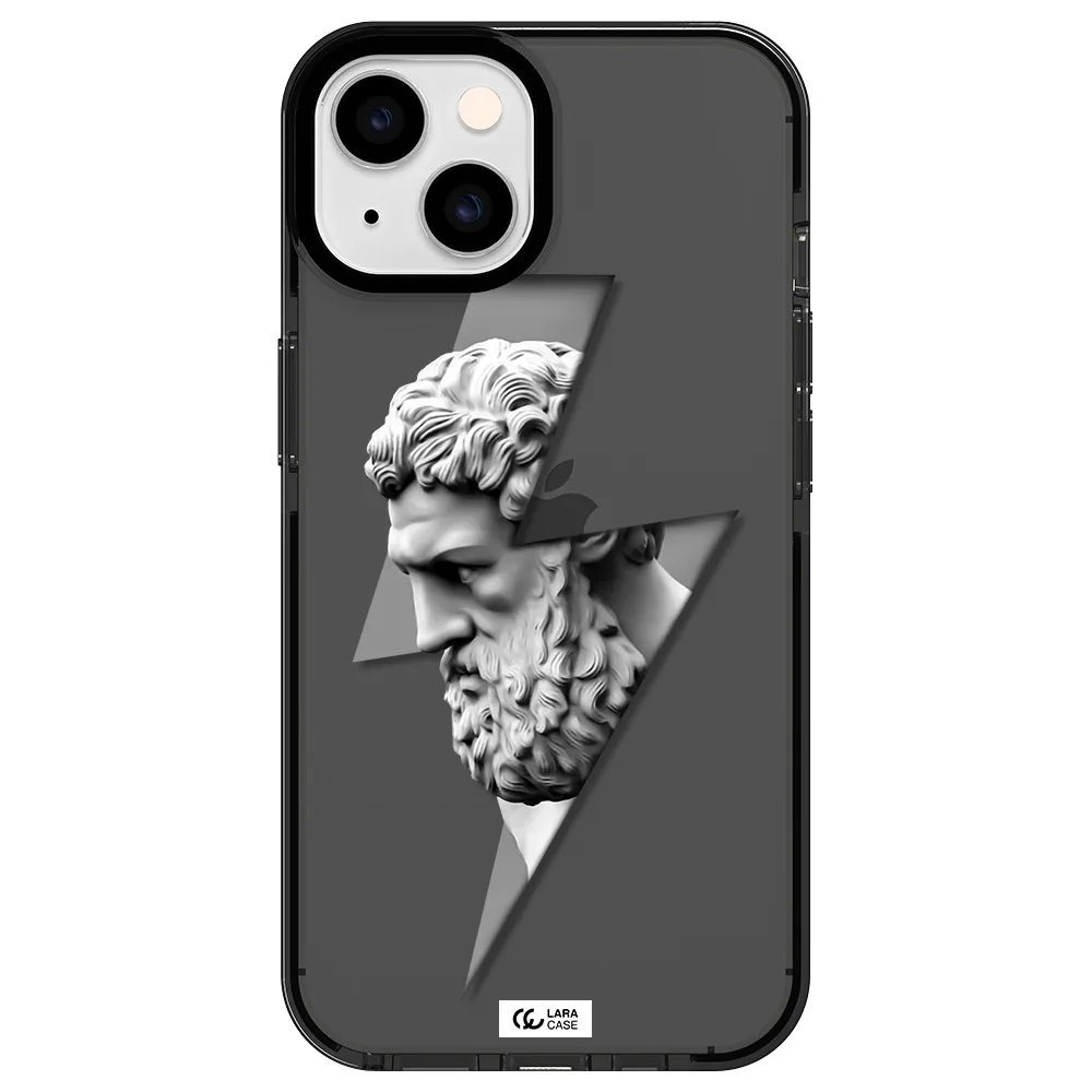 a statue of a man with a beard Apple iPhone 14 impact Smoke Black Case