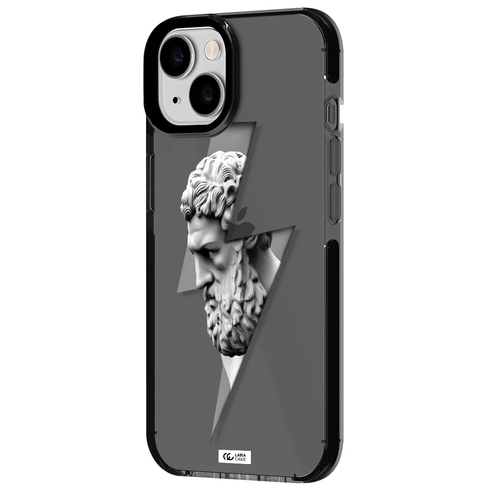 a statue of a man with a beard Apple iPhone 14 impact Smoke Black Case
