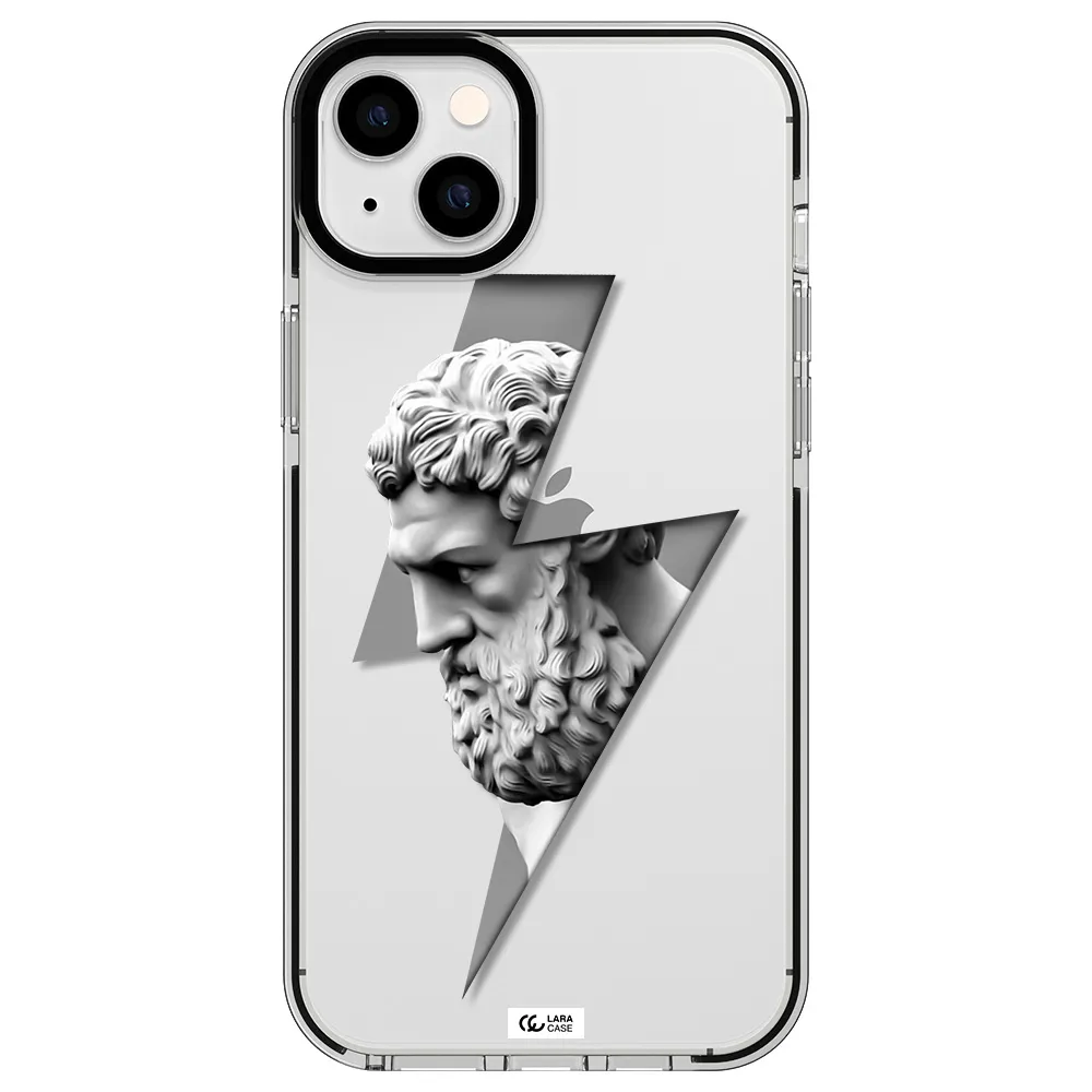 a statue of a man with a beard Apple iPhone 14 plus impact black border Case