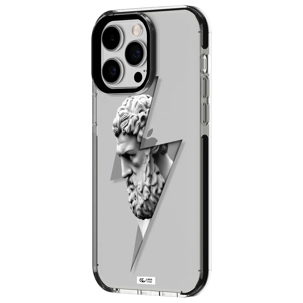 a statue of a man with a beard Apple iPhone 14 pro max impact black border Case