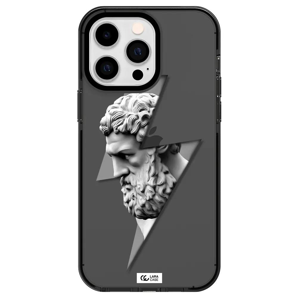 a statue of a man with a beard Apple iPhone 14 pro max impact Smoke Black Case