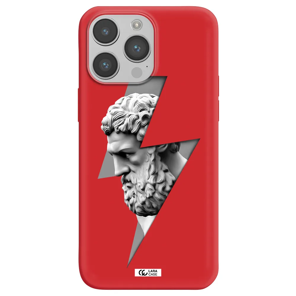 a statue of a man with a beard Apple iPhone 14 pro max Silicone Imperial Red Case