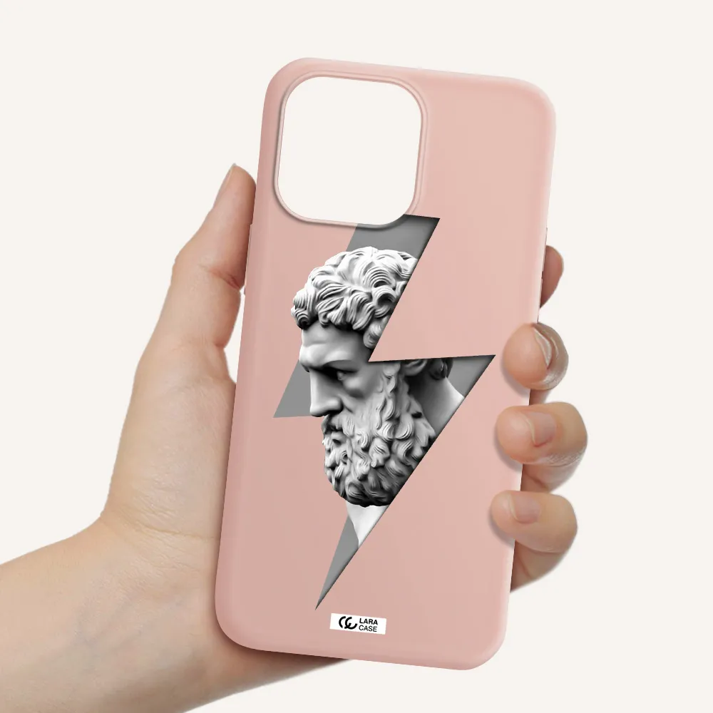a statue of a man with a beard Apple iPhone 14 pro max Silicone pastel pink Case
