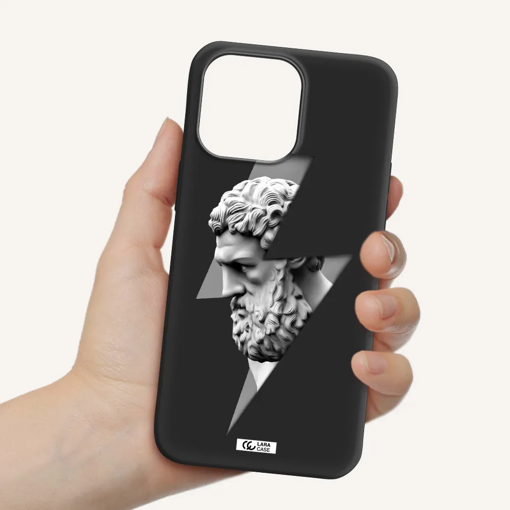 a statue of a man with a beard Apple iPhone 14 pro Silicone black Case