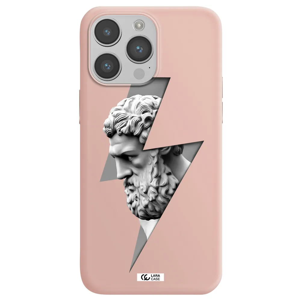 a statue of a man with a beard Apple iPhone 14 pro Silicone pastel pink Case