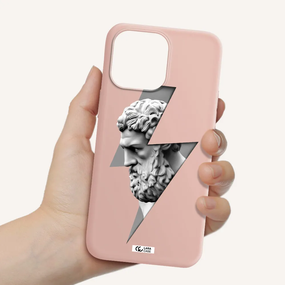 a statue of a man with a beard Apple iPhone 14 pro Silicone pastel pink Case