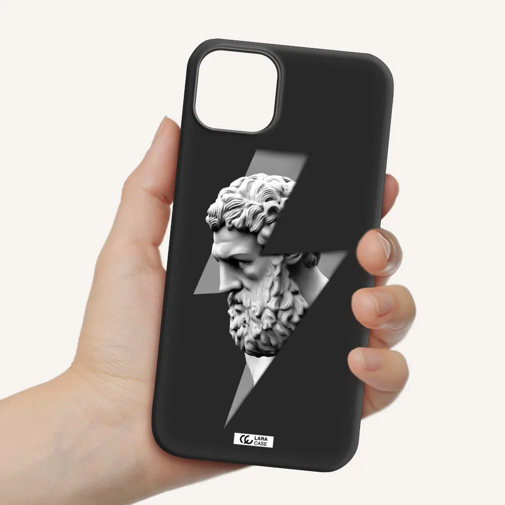 a statue of a man with a beard Apple iPhone 14 Silicone black Case