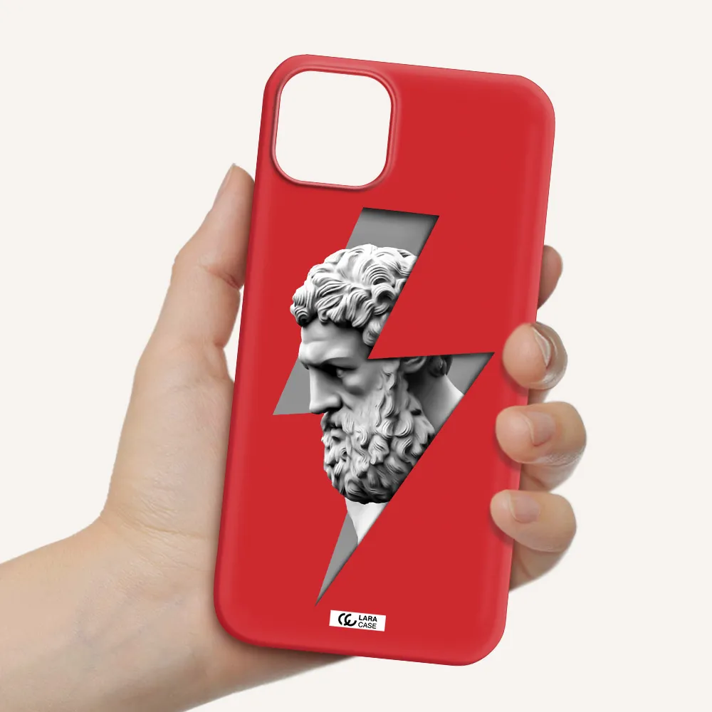 a statue of a man with a beard Apple iPhone 14 Silicone Imperial Red Case