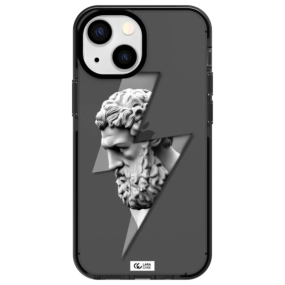 a statue of a man with a beard Apple iPhone 15 impact Smoke Black Case