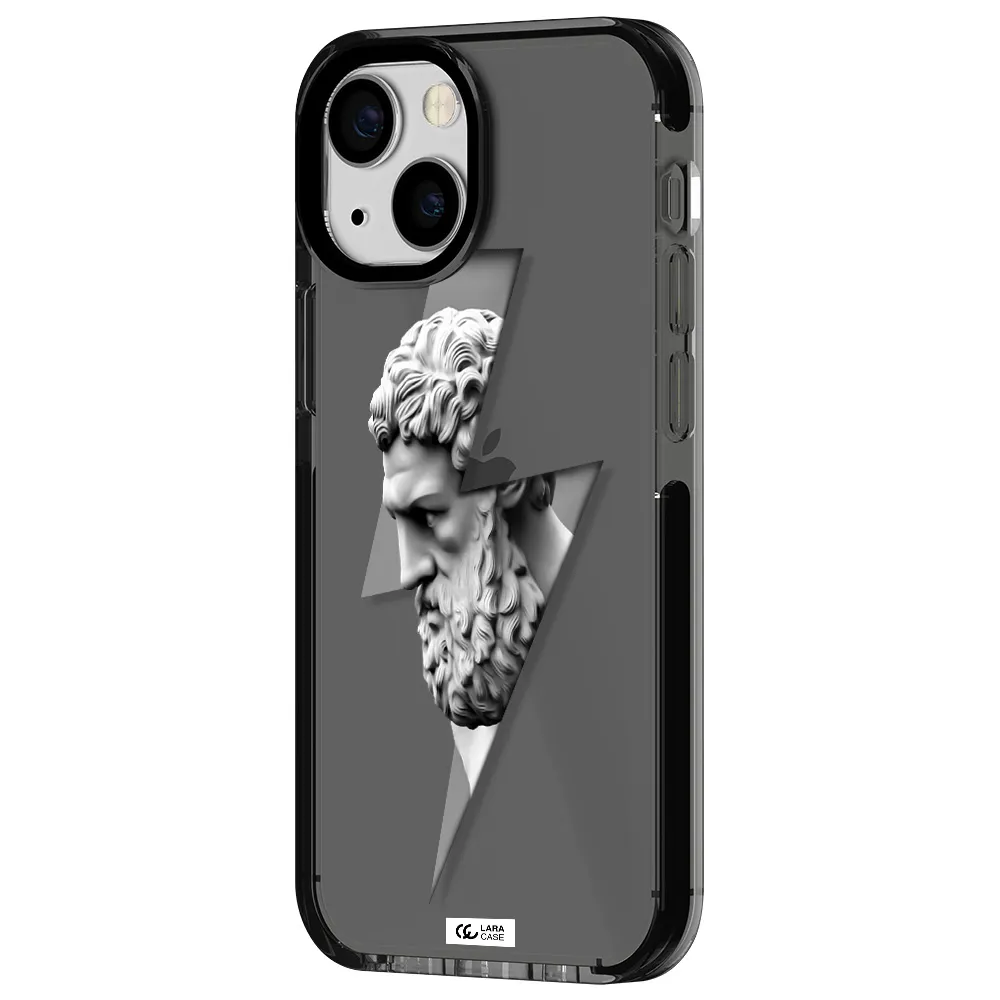 a statue of a man with a beard Apple iPhone 15 impact Smoke Black Case
