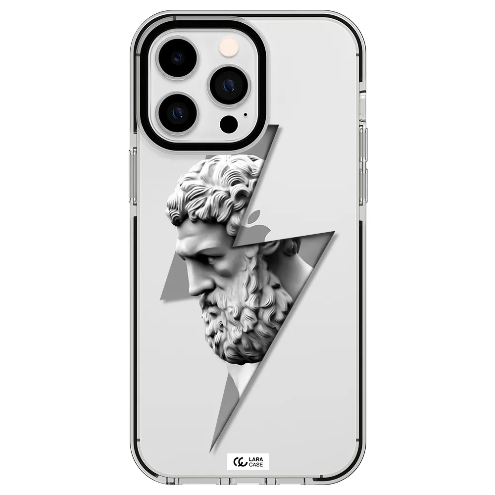 a statue of a man with a beard Apple iPhone 15 Pro Max impact black border Case