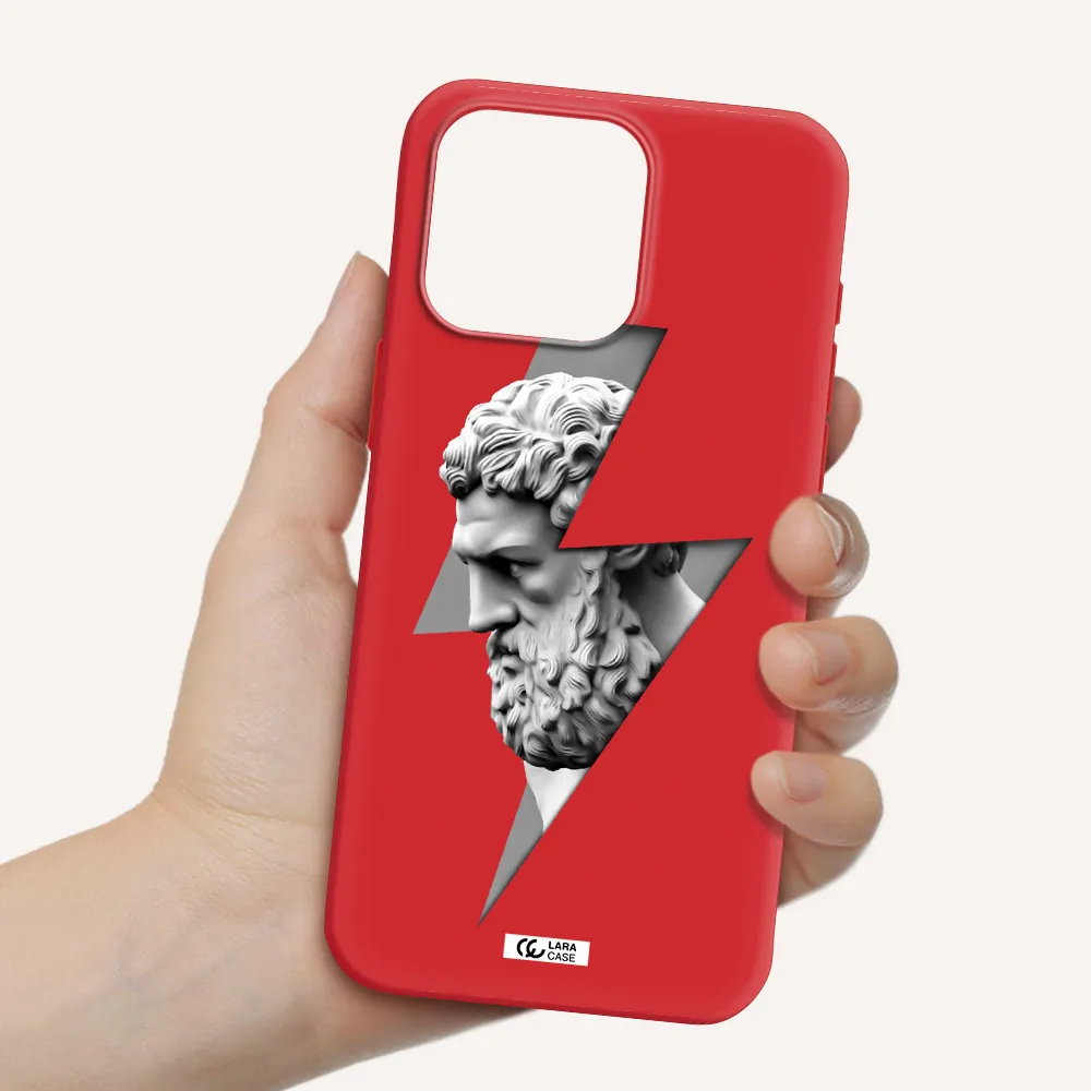 A Statue Of A Man With A Beard Apple Iphone 15 Pro Max Silicone Imperial Red Case
