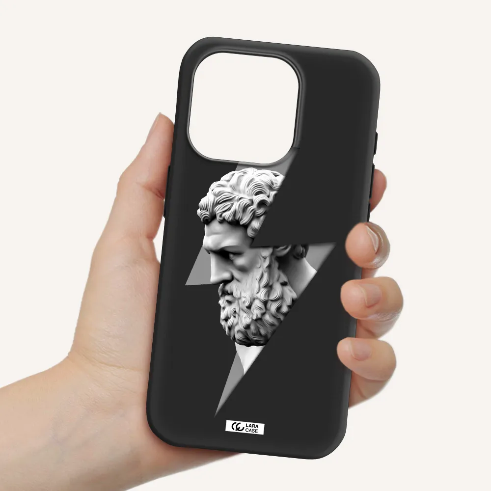 A Statue Of A Man With A Beard Apple Iphone 15 Pro Silicone Black Case
