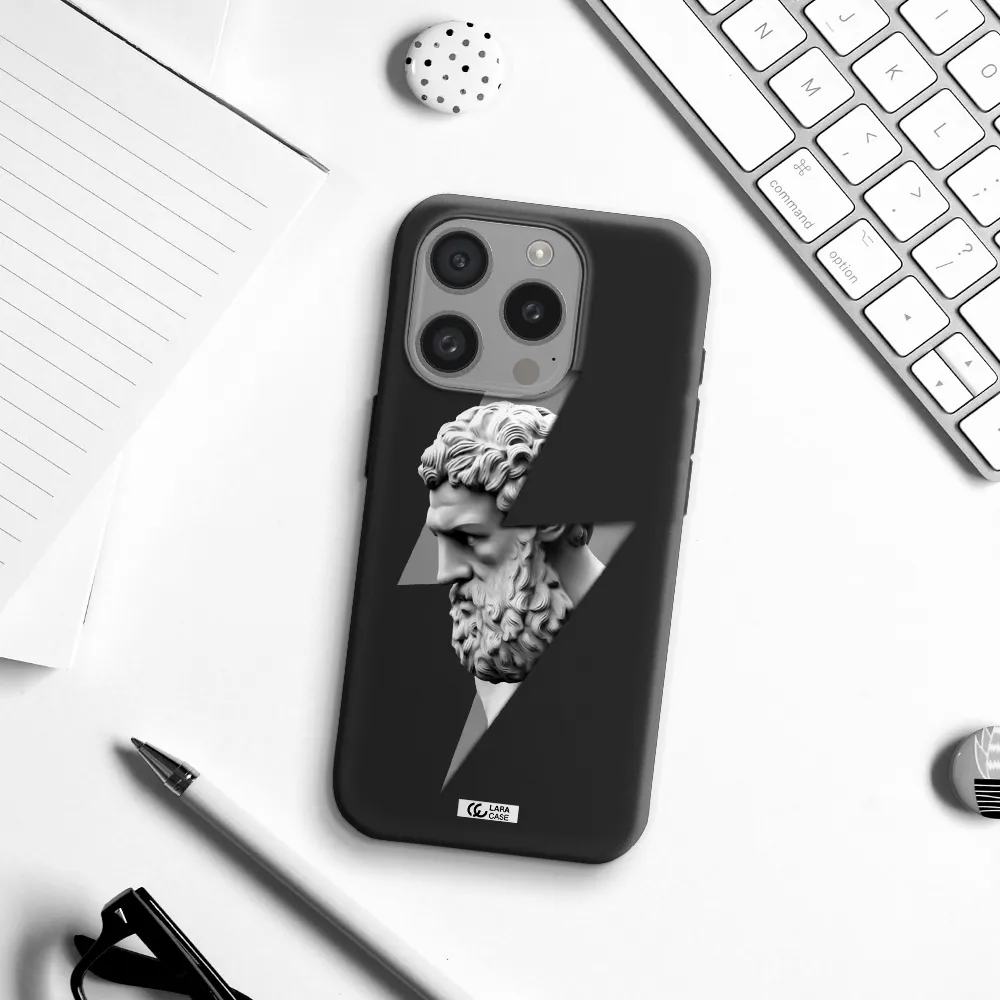 A Statue Of A Man With A Beard Apple Iphone 15 Pro Silicone Black Case