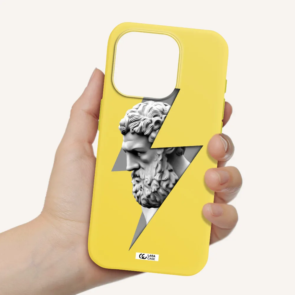 A Statue Of A Man With A Beard Apple Iphone 15 Pro Silicone Canary Yellow Case