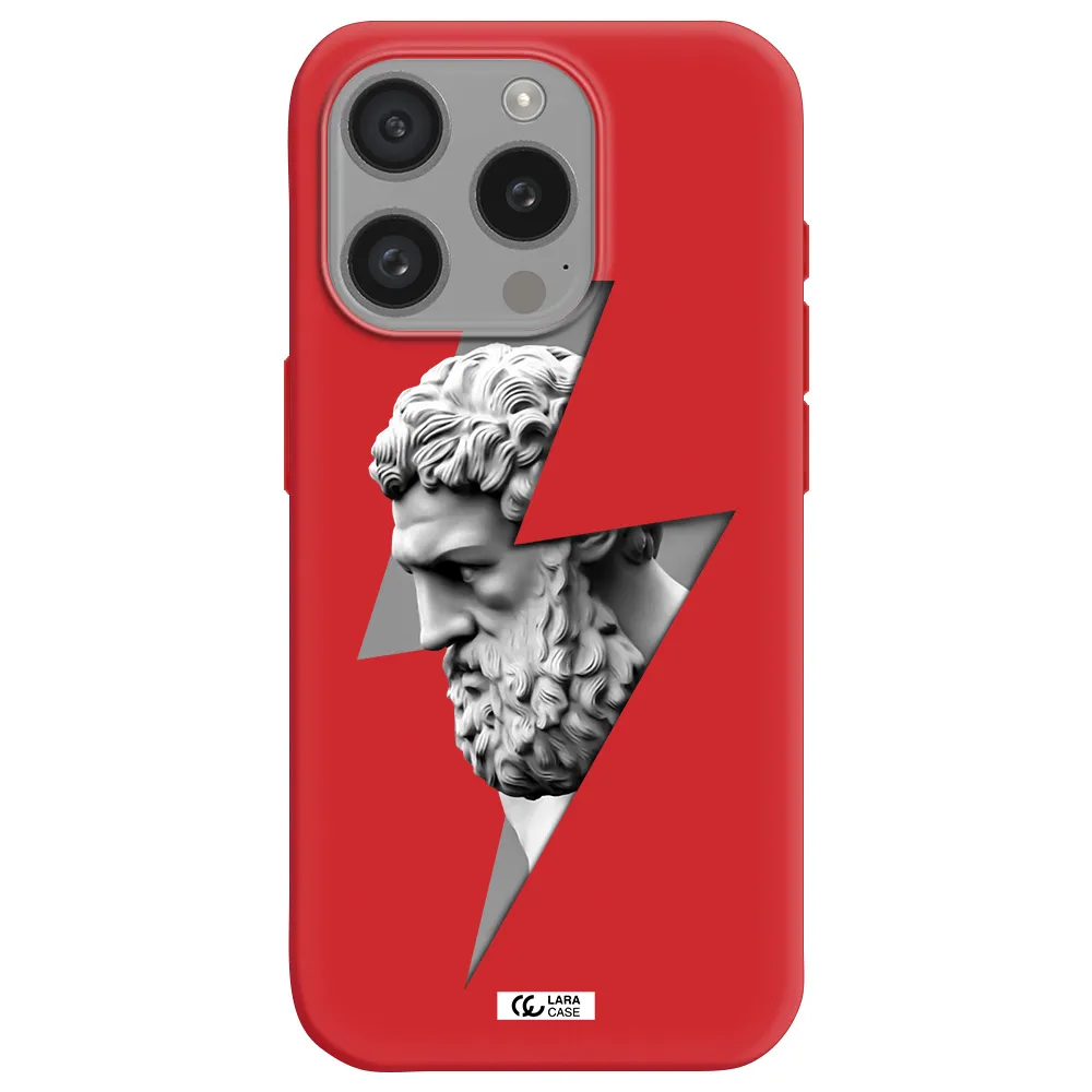 A Statue Of A Man With A Beard Apple Iphone 15 Pro Silicone Imperial Red Case