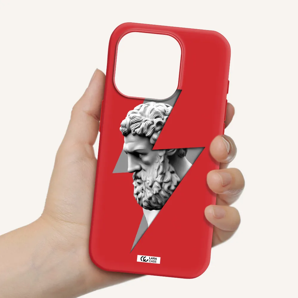 A Statue Of A Man With A Beard Apple Iphone 15 Pro Silicone Imperial Red Case